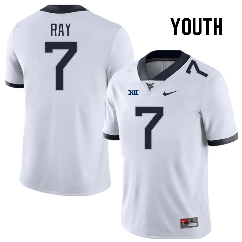 Youth #7 Traylon Ray West Virginia Mountaineers College Football Jerseys Stitched Sale-White